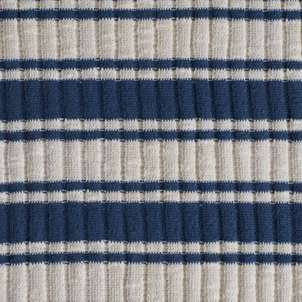 Rippenstrick Retrostreifen blau ecru